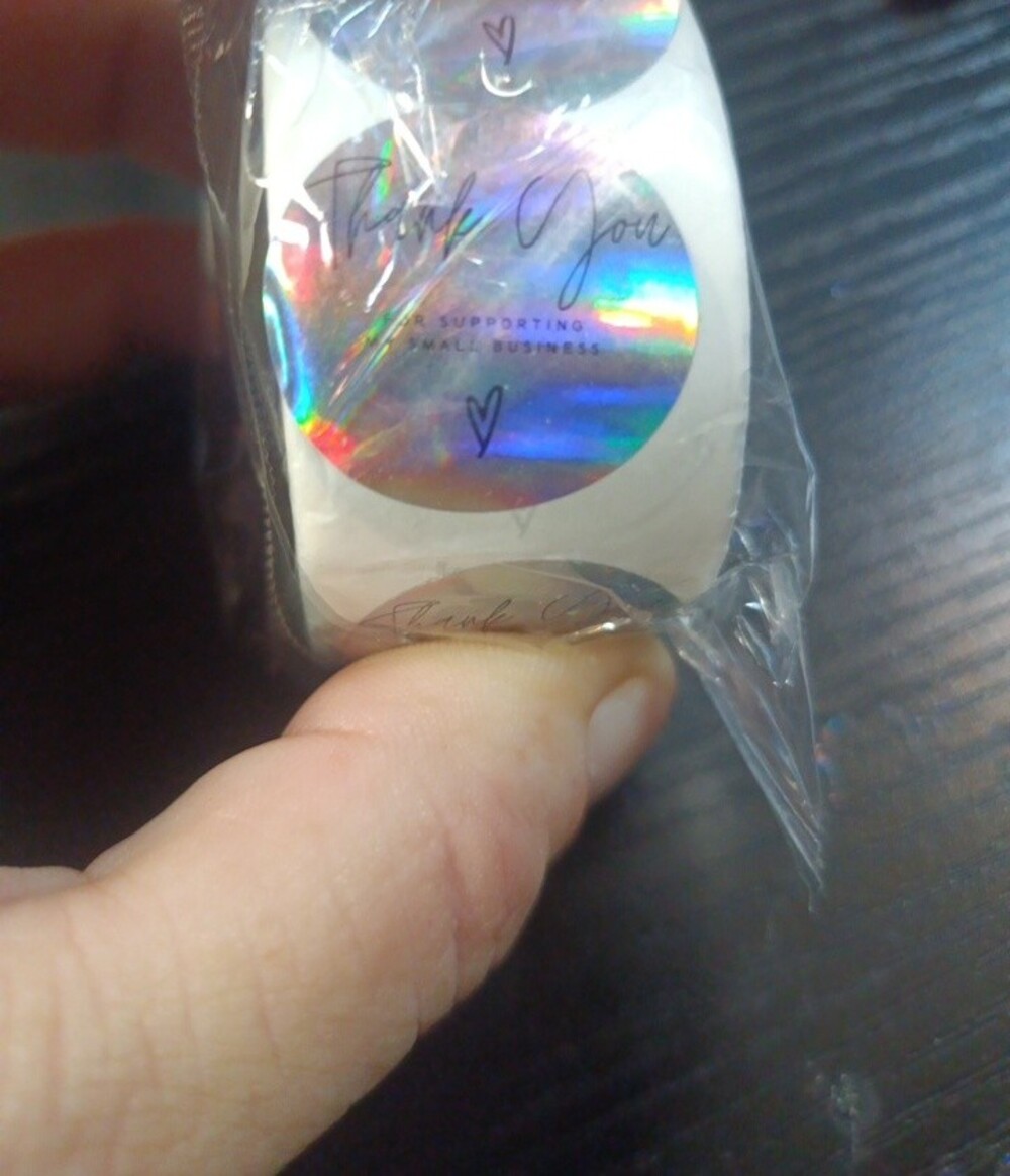 3 Thank You Sticker Roll Set - White, Gold, Holographic - Picture 4 of 4